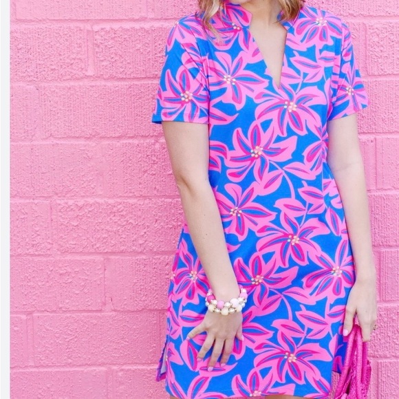 Mary Square  Blue & Pink Floral Dress xsmall NWT SPF 50 - Picture 2 of 3